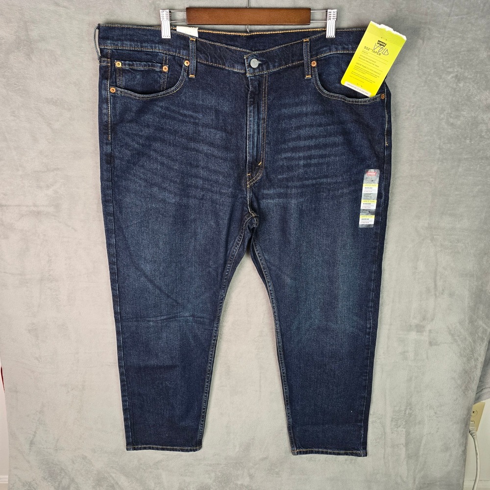 Levis 502 Taper Mens Jeans 44x30 Dark Indigo Blue Flex Eco Performance Stretch